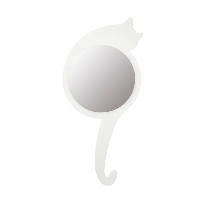 HORIUCHI MIRROR Cat Shaped Wall Mirror, Cat Mirror, WH, Acrylic, Unbreakable, Safe, Lightweight, Can Also Be Used As A Hand Mirror, Stylish, Cute, Interior, Mirror, Rear Mirror, Gift, Made in Japan