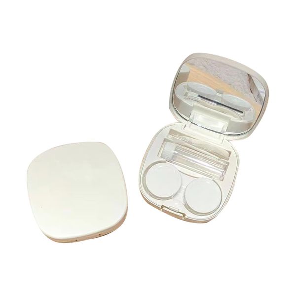 ZiSyouMa Contact Case, Upgraded Version with Mirror, Contact Lens Case, For Soft Lenses, Portable, Includes Storage Liquid Bottle, Leak Proof, Cute, Lightweight, Portable, White, White, Chinese