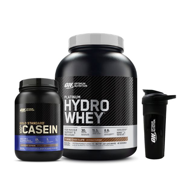 [+Shaker] Platinum Hydro Whey 1.64kg 40 servings Chocolate flavor + Gold Casein Choco 850g