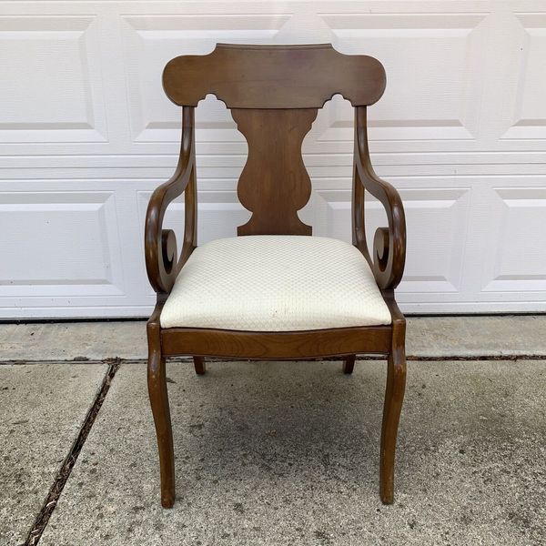 Vintage Art Deco Regency Style Solid Wood Armchair