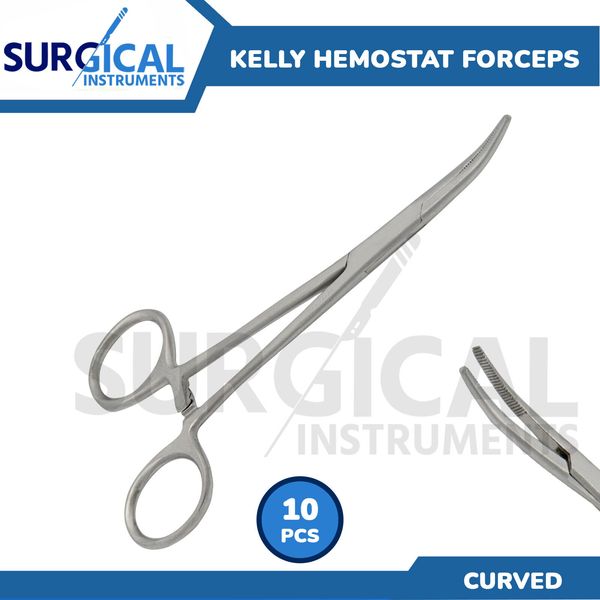 10 Pcs Kelly Hemostat Forceps 6.25" Curved Surgical Veterinary German Grade