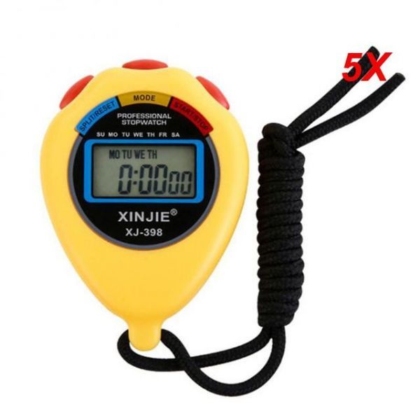 Digital Timer Sports Stopwatch Waterproof Professional Handheld LCD Counter with Joule Measure, [05] 02 5pcs