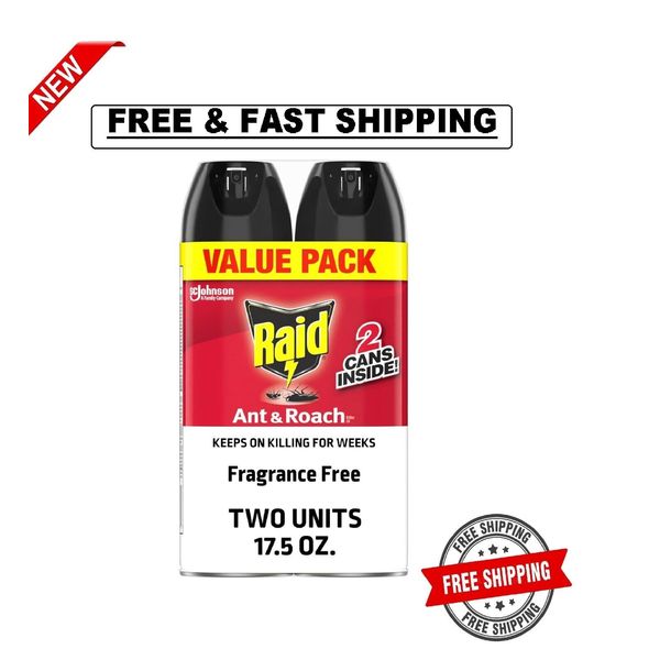 Raid® Ant & Roach Killer 26, Fragrance-Free Bug Spray, 17.5 fl. oz. 2 count. New