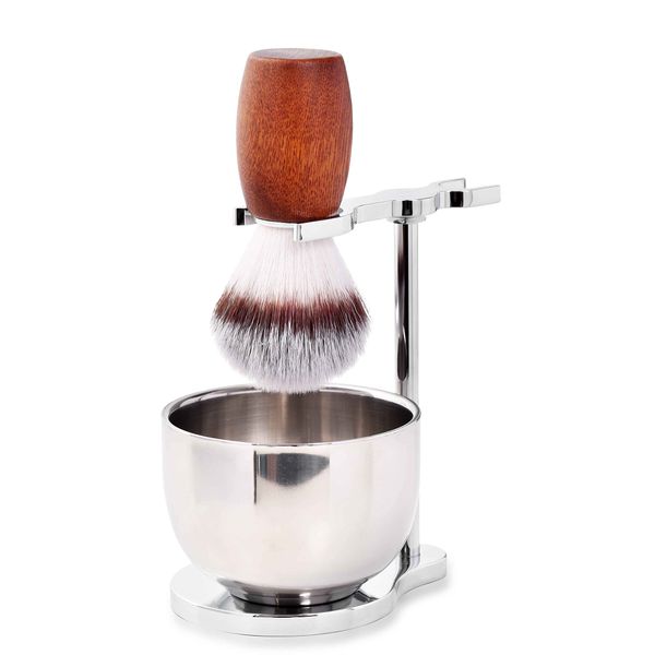 Men's Shaving Brush Set, 3 Pcs Grooming Set of Shaving Brush Stand and Bowl for Wet Shaving