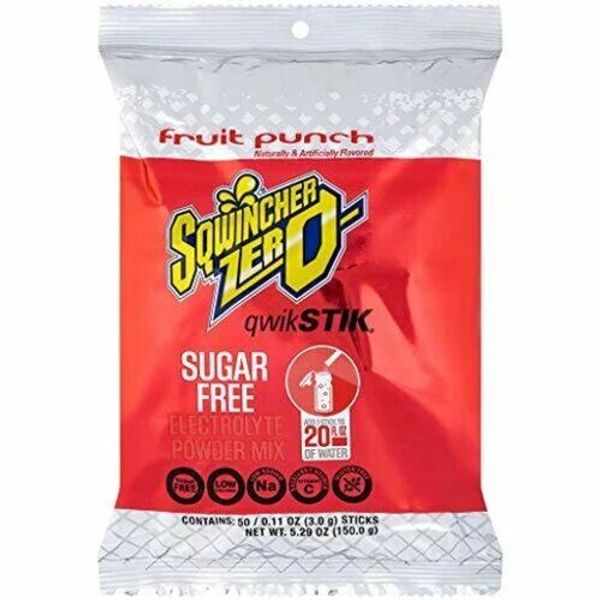 Sqwincher Qwik Stik Sugar Free Electrolyte Hydration Drink Mix FRUIT PUNCH 50/BG