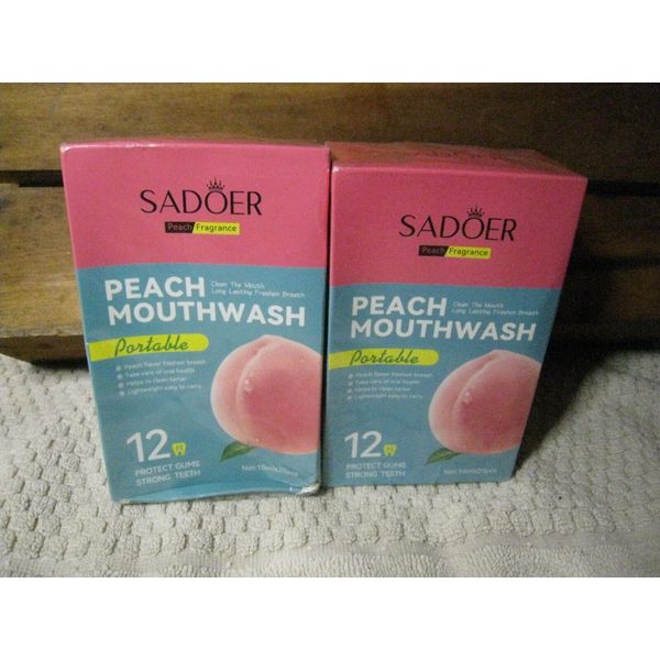 2 Sadoer PEACH Mouthwash Portable Packs Travel Oral Health Protect Gums 40 Packs