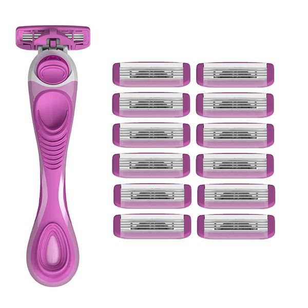 ShaveMOB 3-Blade Women's Razor Kit (Flex Head Handle + 12 Refills) - The Practical Shaving Kit