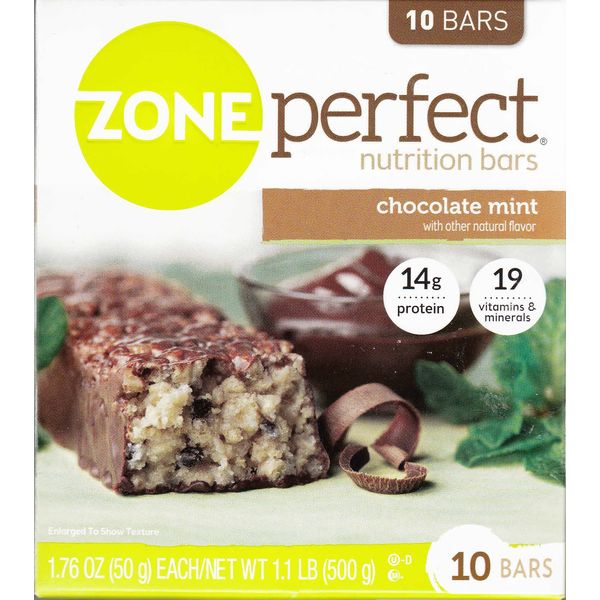 Zone Perfect Nutrition Bar, Chocolate Mint, 1.76 Oz Bar, 10 Count