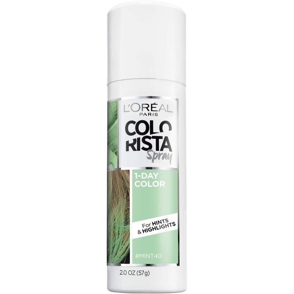 L'Oreal Paris Colorista 1-Day Washable Temporary Hair Color Spray, Mint, 2