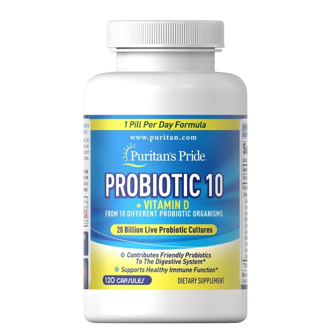 Puritan's Pride Probiotic 10 with Vitamin D-120 Capsules