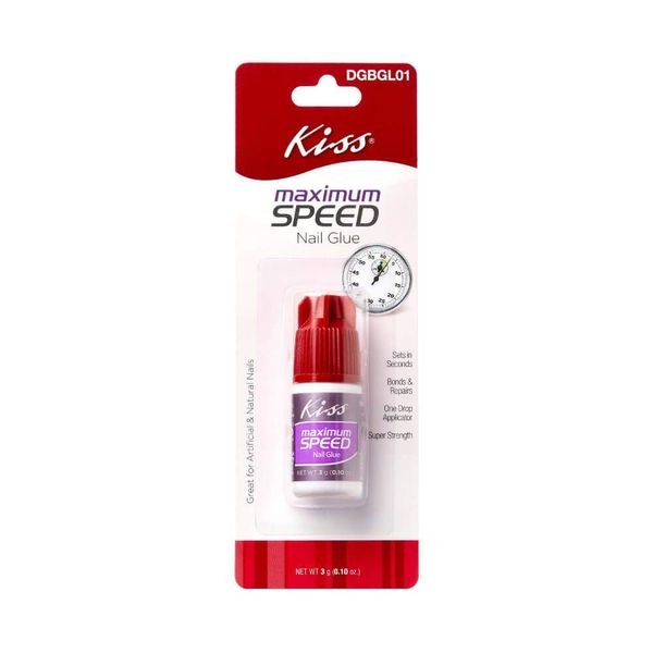 Kiss (1) Bottle Maximum Speed Nail Glue - Sets In Seconds Bonds & Repairs - Great For Artificial & Natural Nails DGBGL01