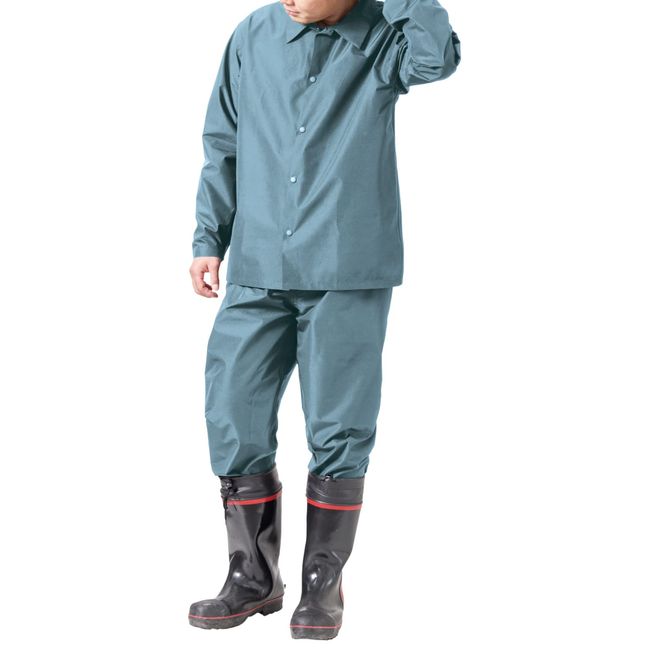 Mac AS-4700 Rain Suit, Water Pressure Resistance 3.9 inches (10,000 mm), H2O, Top and Bottom Set, Collar, Detachable Hood, Snap Button, Seam Tape, Lightweight, Unobtrusive Rainwear Setup