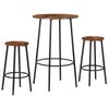 Round Pub Dining Set 3-Piece Small Kitchen Table Set w/Counter Height Bar Stools