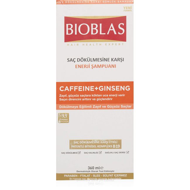 BIOBLAS Saç Dökülmesine Karşı Enerji Şampuanı (Caffeine & Ginseng) (360 ml)