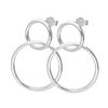 Sterling Silver Interlocking Double Circle Stud Drop Earrings