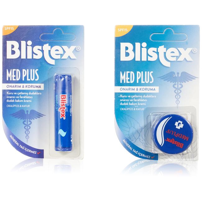 Blistex Medplus Stick Kuru ve Çatlamış Dudaklara Onarıcı ve Ferahlatıcı Dudak Bakım Kremi + Medplus Kavanoz Kuru ve Çatlamış Dudaklara Onarıcı ve Ferahlatıcı Dudak Bakım Kremi