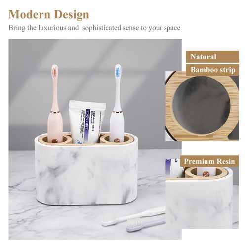 Shinowa Toothbrush Holder,Premium Toothbrush Organizer,Bathroom Storage Organizer for Electric Toothbrush, Toothpaste, Razor, Comb, Gravel White