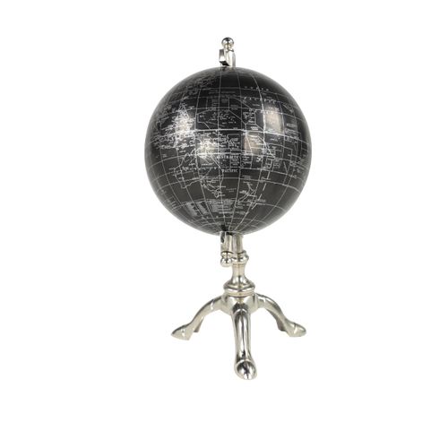 Deco 79 Aluminum Globe Globe, 7" x 6" x 12", Black