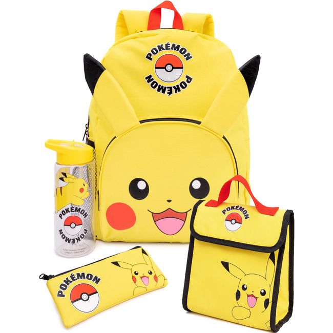 Pokemon Pikachu Rucksack Set Kinder 4 Stück Lunchbox Wasserflasche Set Gelb