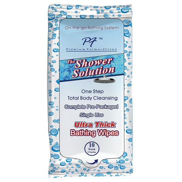 Premium Formulations Shower Solution Ultra Thick Rinse Free Bathing Wipes for Post Workouts, Camping, Backpacking, Outdoors and Hiking, Extra Large 10 Wipes Pack