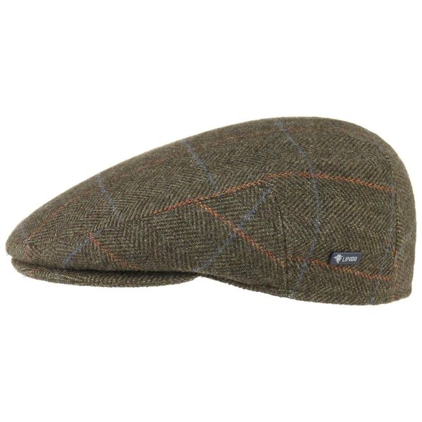 Lipodo Flat Cap with Checked Pattern Women/Men Olive 7 1/8