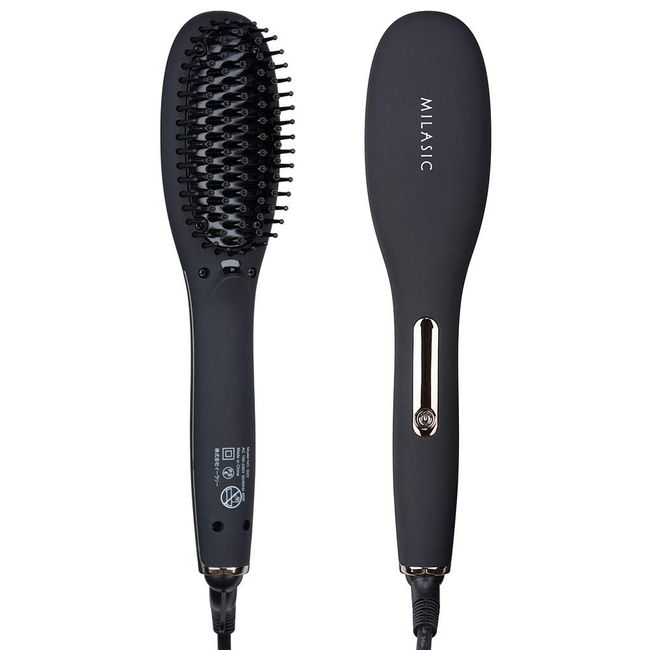 MILASIC NC-HRIN Brush Type Hair Iron, 8 Adjustable Temperature Levels, Professional Straight, Hair Heat Brush, Hot Brush, Miracic, Black