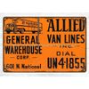 inexpensive wall decor ALLIED VAN LINES metal tin sign