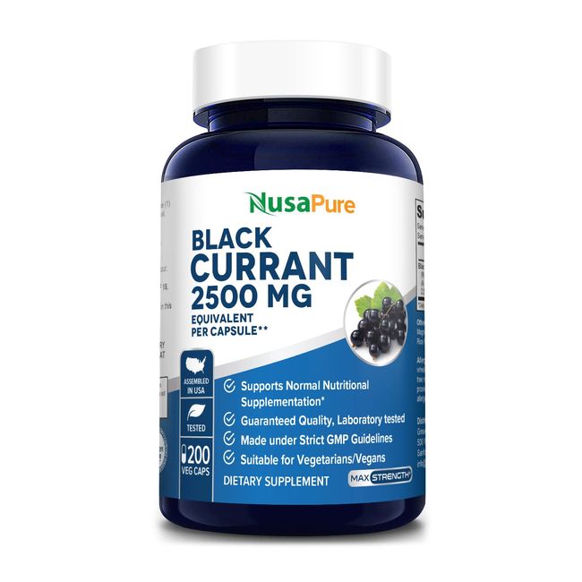 NusaPure Black Currant 2500 Mg Equivalent Per Caps 200 Veggie Capsules (Powder, Extract 10:1, Vegan, Non-GMO & Gluten-Free)