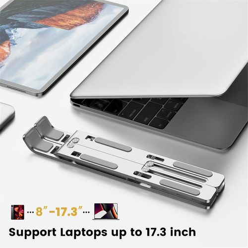 AiTodos® Laptop Stand, Aluminium Alloy Laptop Stand 6 Gears Adjustable, Lightweight, Non-Slip, Foldable Portable Laptop Stand - Easy Heat Dissipation