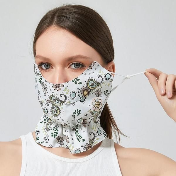 Sunblock Mask Sunblock Mask Eye Protection Neck Sun Visor Wrap Cashew Print Ice Silk Face Cover Summer