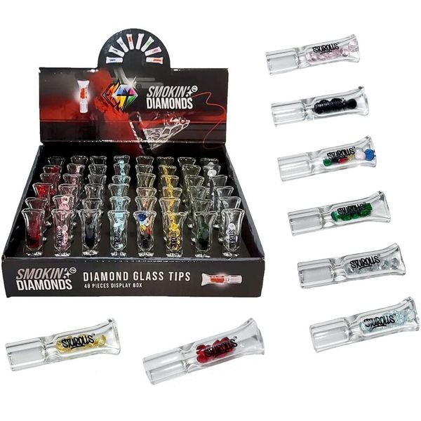 Diamond Glass Filter Tips Colourful Reusable Flat Transparent Mouthpiece (8)