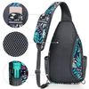 G4Free Sling Bag RFID Blocking Sling Backpack Crossbody Chest Bag Daypack for Hiking Travel(Blue Leaf)
