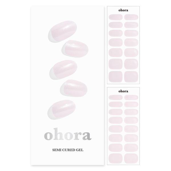 ohora Semi Cured Gel Nail Strips (N Glazed Donut) - Works with Any Nail Lamps, Salon-Quality, Long Lasting, Easy to Apply & Remove - Includes 2 Prep Pads, Nail File & Wooden Stick