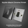 BG Electrical Single Wall Switch with LED Power Indicator, Double Pole, Screwless Front Plate, Round Edges, Evolve, Black Chrome, 20A, PCDBC31B