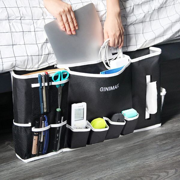 GINIMAX Bedside Caddy - Dorm Room Essentials | Large Size 23"x12" | Under Couch Mattress | Bedside Storage Organizer for TV Remote Control, Mobile Phones, Magazines, Laptops, Glasses