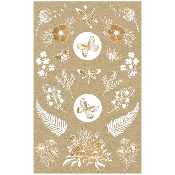 AVERY Zweckform Kraftpapier Aufkleber 42 Sticker Blumen (Papier Sticker, Geschenkaufkleber, natur, braun, beige) 57124