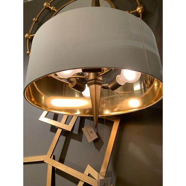 OBELISKA MODERN ART DECO PENDANT LIGHT CHANDELIER FABRIC SHADE UTTERMOST 21264