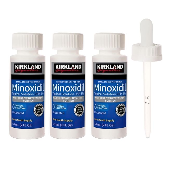 Kirkland Minoxidil 5% Extra Strength Men Hair Regrowth Solution 3 Month+ Dropper