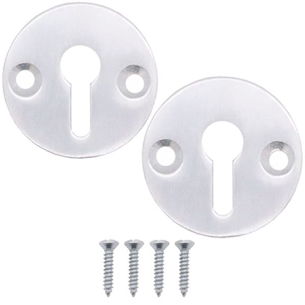 EAI Keyhole Escutcheon Key Cover | 32mm | Pack of 2 | Satin Aluminium