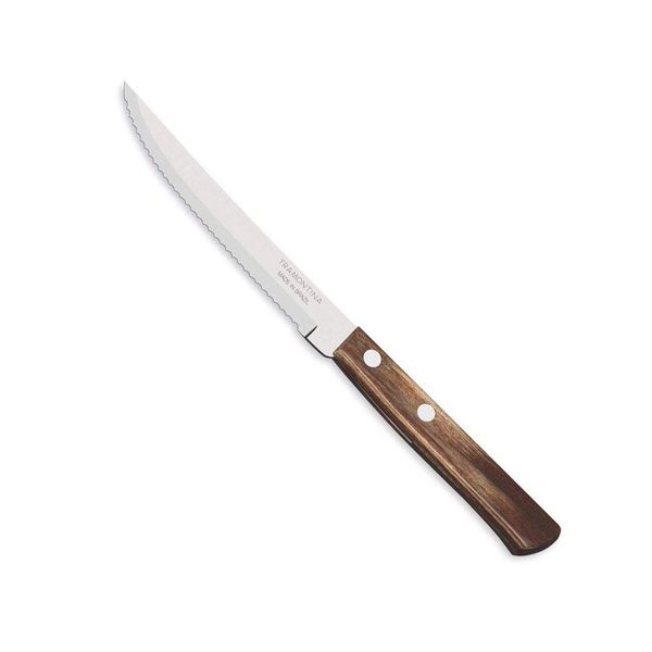 Tramontina 21100/495 TRAMONTINA Wood Handle Steak Knife, 8.3 inches (21 cm), Dark Brown, Dishwasher Safe, Durable, Lightweight, Natural Wood, Made in Brazil