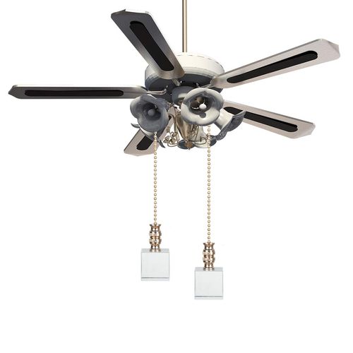 Ceiling Fan Pull Chain, Fan Pulls Set with Connector, 2 Pack Crystal Clear Cube Fan Pull Extension for Light Fan Chain