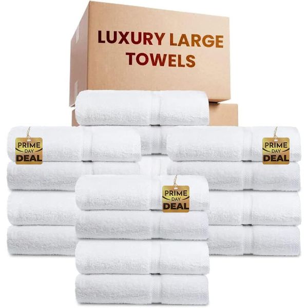 belem Luxury 36 White Large Bath Towels Bulk (27x54) - Soft and Plush - Highly Absorbent – Quick Dry - Save $149 in Bulk Bath Towels -Wholesale Pack Ideal for Home, Hotels, Pools, Spa