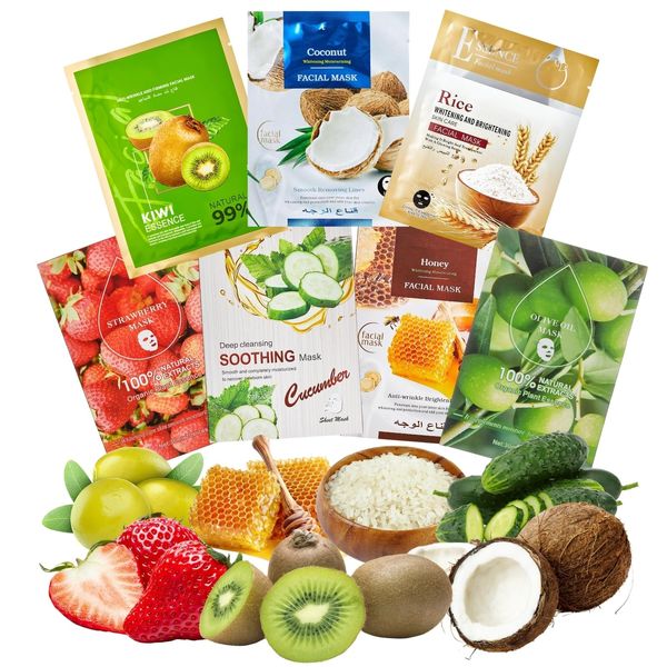 Face Mask Set - Sheet Mask - Face Masks Beauty for Women - Face Masks Skincare - Face Care Skincare Set - Hydrating Moisturizing Soothing Sheet Masks - Skin Care Gifts Set for Women Sale （7PCS）