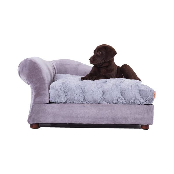 Moots Cleopatra Chaise Lounge Pet Bed, Small, Silver/Platinum Silver / Platinum