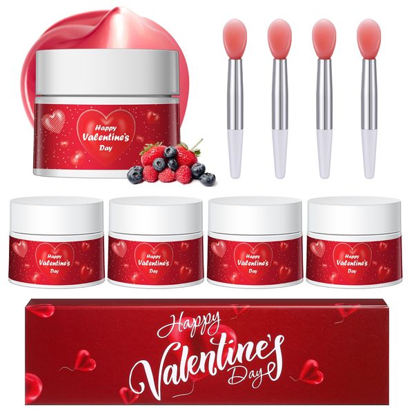 Linyuthia 4 Pcs Christmas Gifts for Women Lip Sleeping Mask Set Valentines Day Gifts Lip Mask Overnight Christmas Stocking Stuffers Lip Balm Deep Hydrating Gifts for Mom, Her, Wife, Girlfriend, Sister