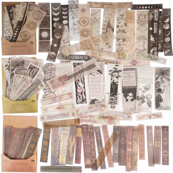 120 Stk Scrapbooking Sticker Set Vintage Washi Aufkleber Selbstklebend Retro Streifen Scrapbooking Aufkleber Dekorativ Sticker für DIY Scrapbook Zubehör Tagebuch Bullet Journaling Laptops usw.