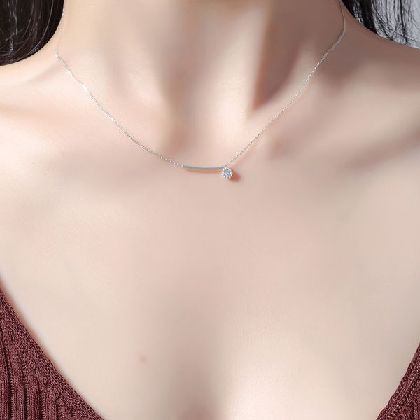 One-piece bar cubic silver necklace silver925