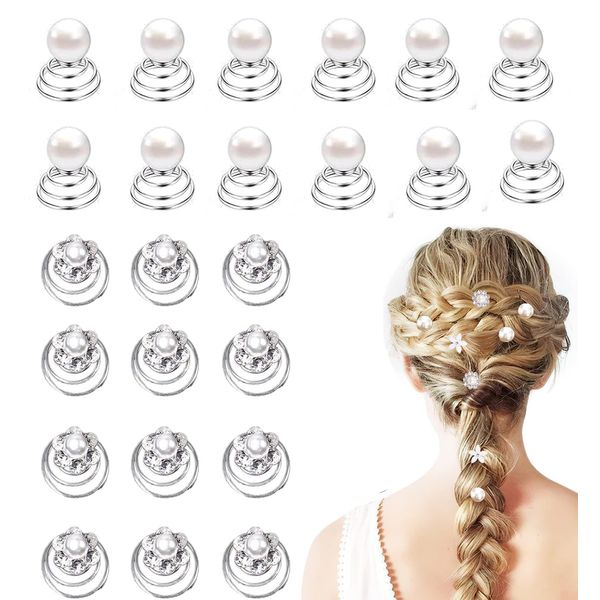 XINTONG 24 StüCk Spirale Haarnadel Perlen Haarschmuck Brautschmuck Haarschmuck Haarklammer Swirl Haarnadeln füR MäDchen Brautfrisur Kommunion Party