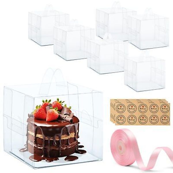 6x6x6 Inches Clear Cake Boxes20PCS Small Transparent Cake Box with Cake Board...