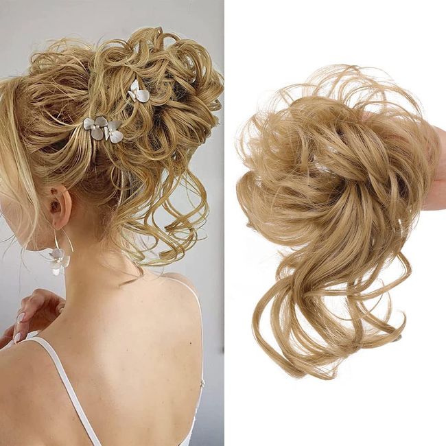 Haarteil Haargummi Hochsteckfrisuren,Messy Bun Haarteil Hair Piece Tousled Updo Hairpieces Bun Scrunchies Erweiterungen für Frauen Mädchen (#24 (Naturblond))